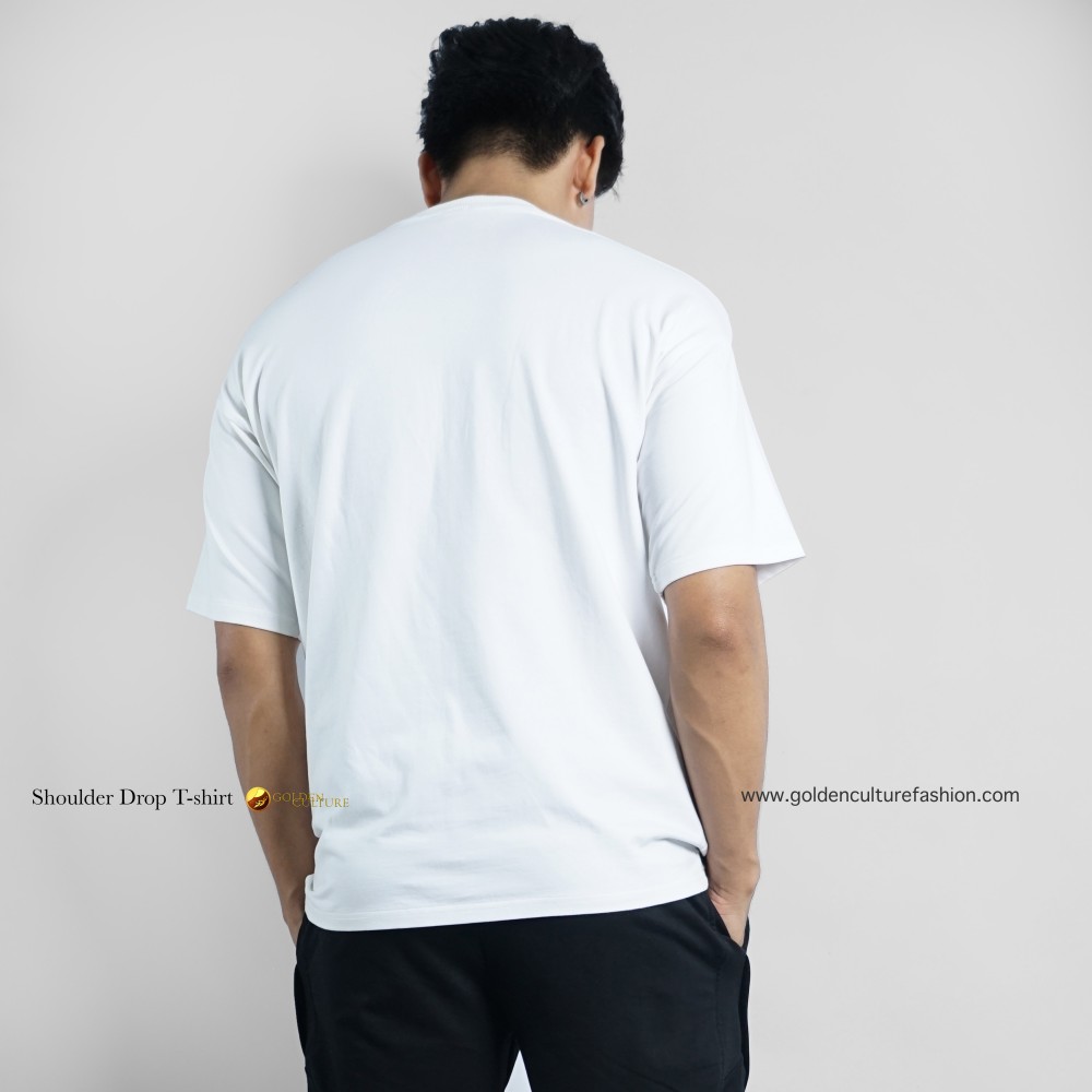 Golden Culture Oversized Premium Loop Cotton Boy T-shirt (White)